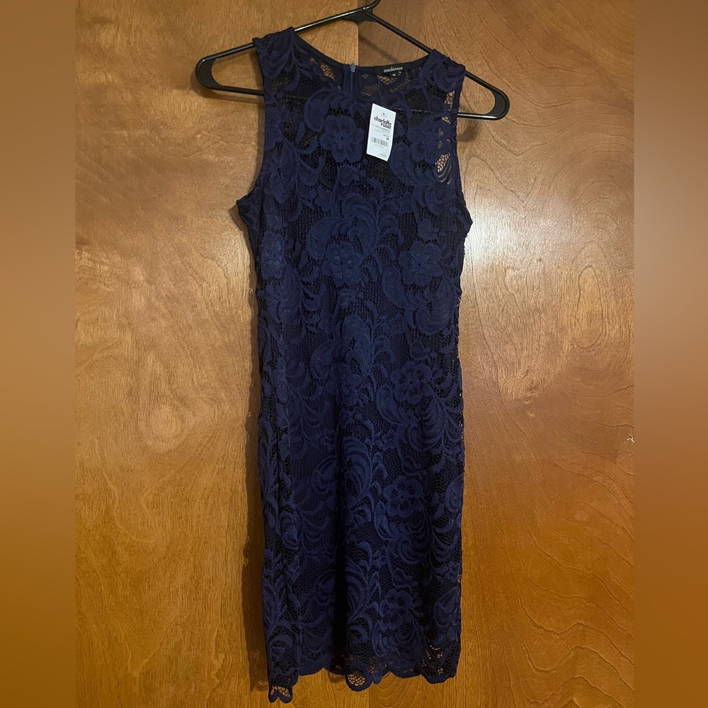 Elegant Navy Lace Dress